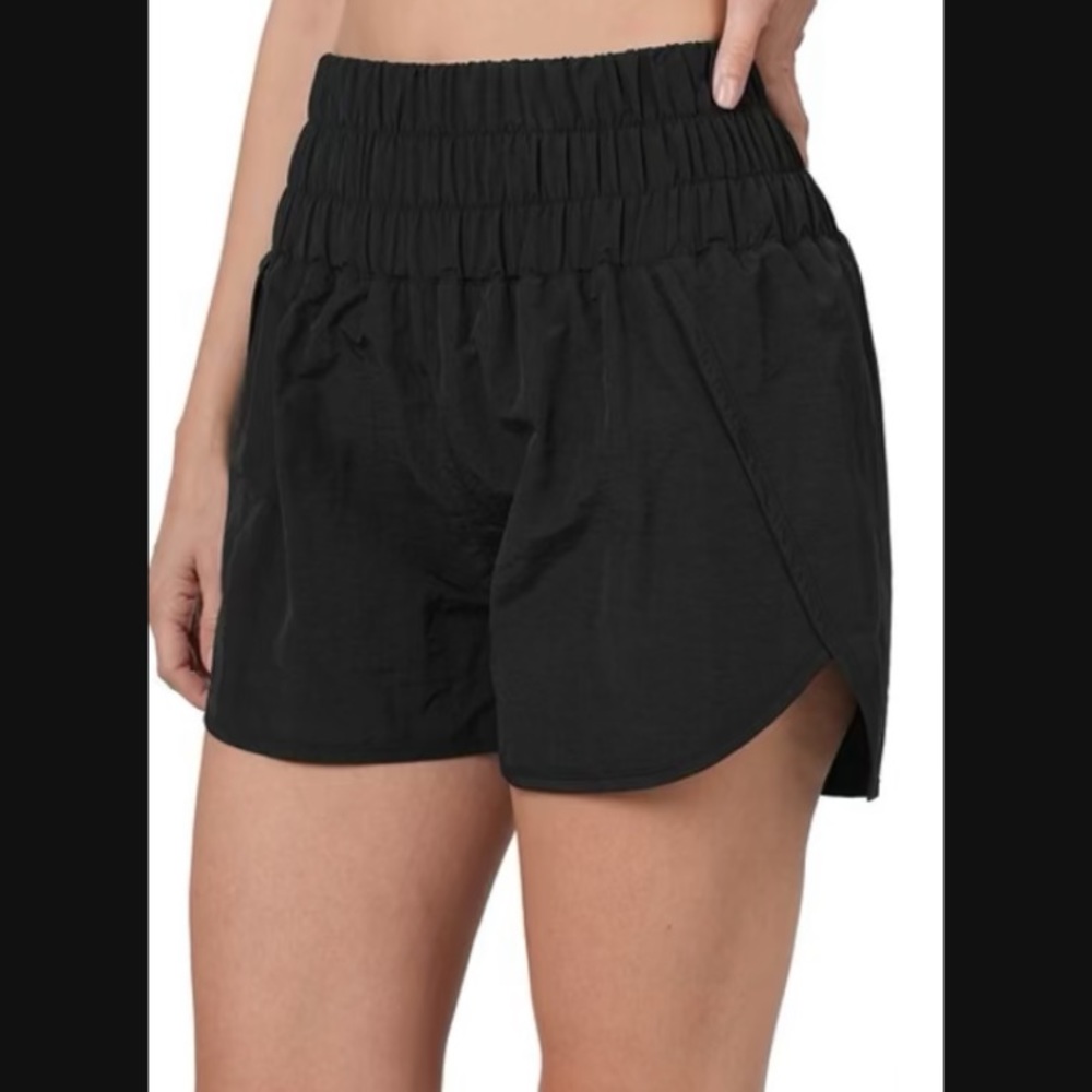 Designer inspired, high waisted, elastic shorts